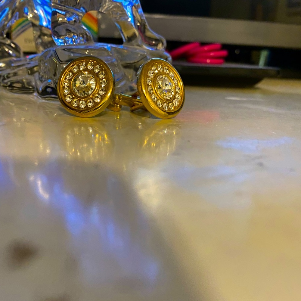 Diamond studded cuff links (diamonds are not real)
